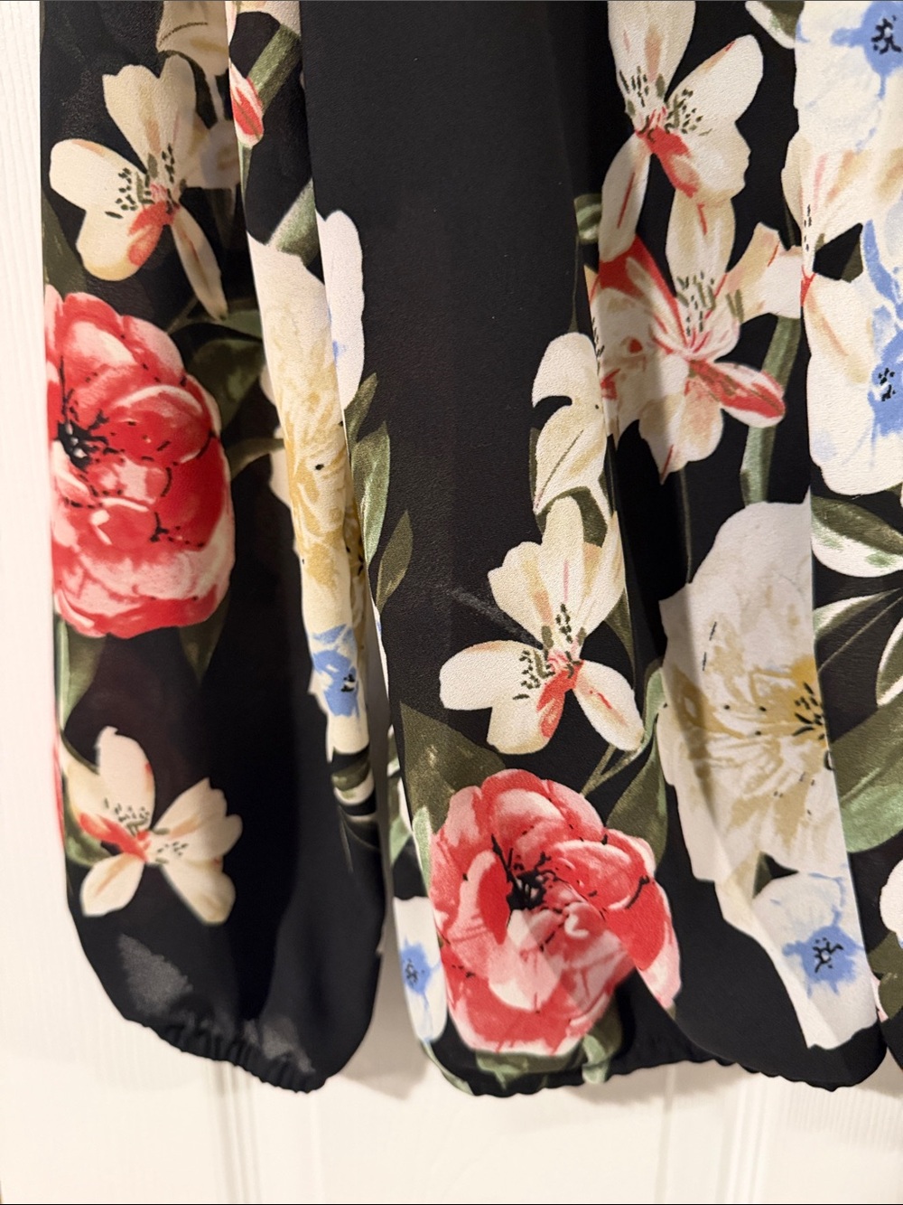 INC International Concepts Black Floral Surplice Blouse - Picture 2 of 5